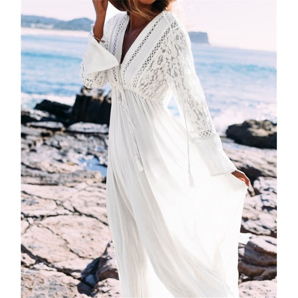 LAST 2🌺Boho White Lace Dress Swim Coverup - Picture 3 of 6